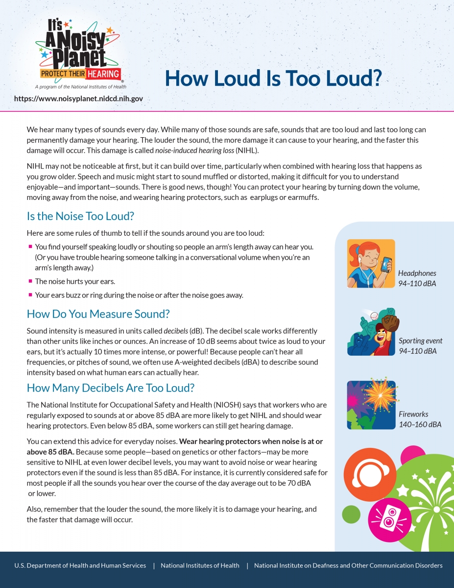 How Loud Is Too Loud factsheet