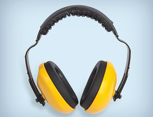 Earmuffs used to protect hearing.