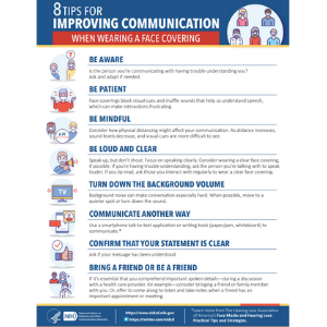 NIDCD Mask Infographic - 8 Tips for Improving Communication When Wearing a Face Covering