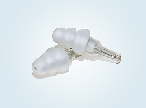 A pair of pre-molded, high-fidelity earplugs
