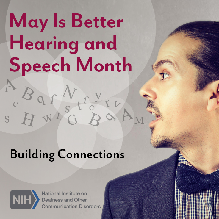 A man's face as he is speaking, with conceptual letters floating out of his mouth into the air. Text reads: Building Connections.